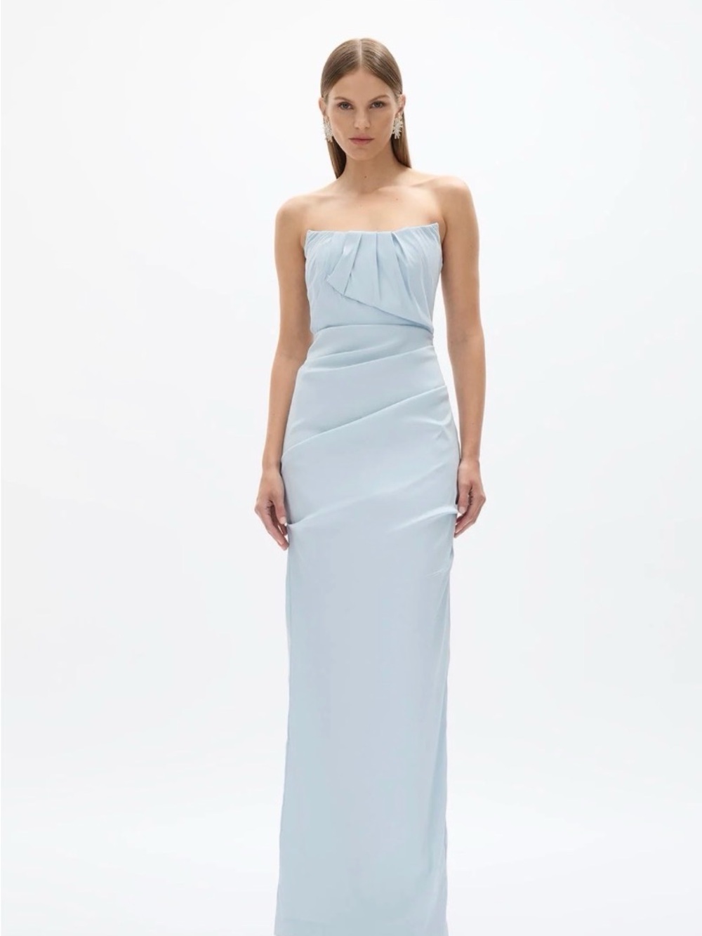 Rachel Gilbert Ice Blue “Sienna” Strapless Evening Gown